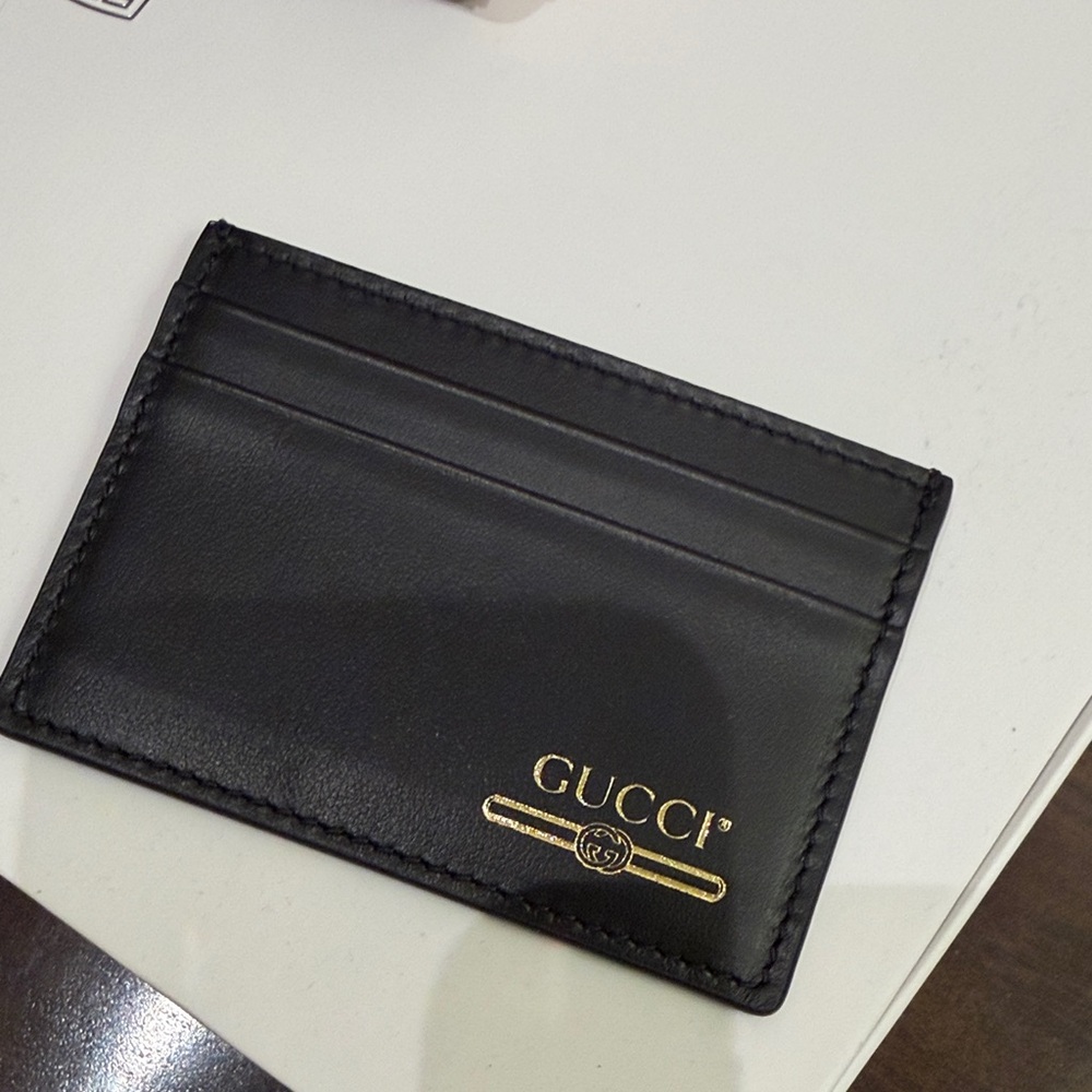 Gucci Black and Gold Leather Card Holder